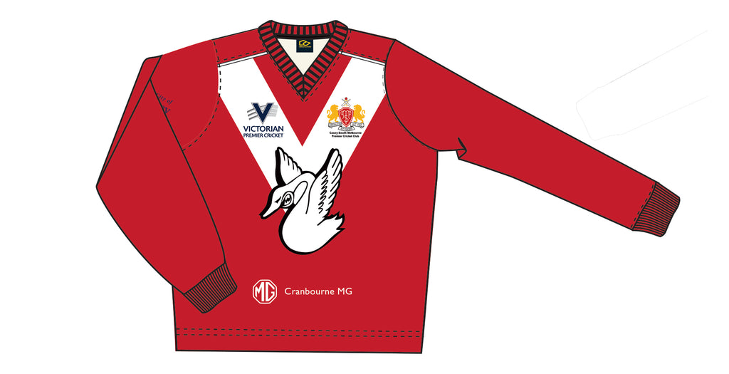 CASEY SOUTH MELBOURNE CC MEN'S WHITE BALL L/S PLAYING JUMPER DI-14685