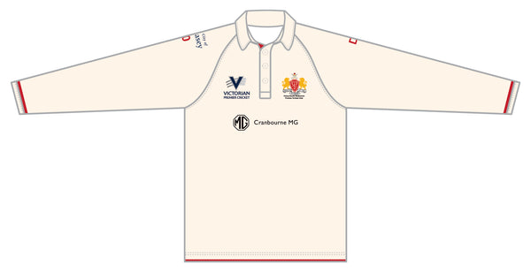CASEY SOUTH MELBOURNE CC MEN'S RED BALL PLAYING SHIRT L/S DI-14687