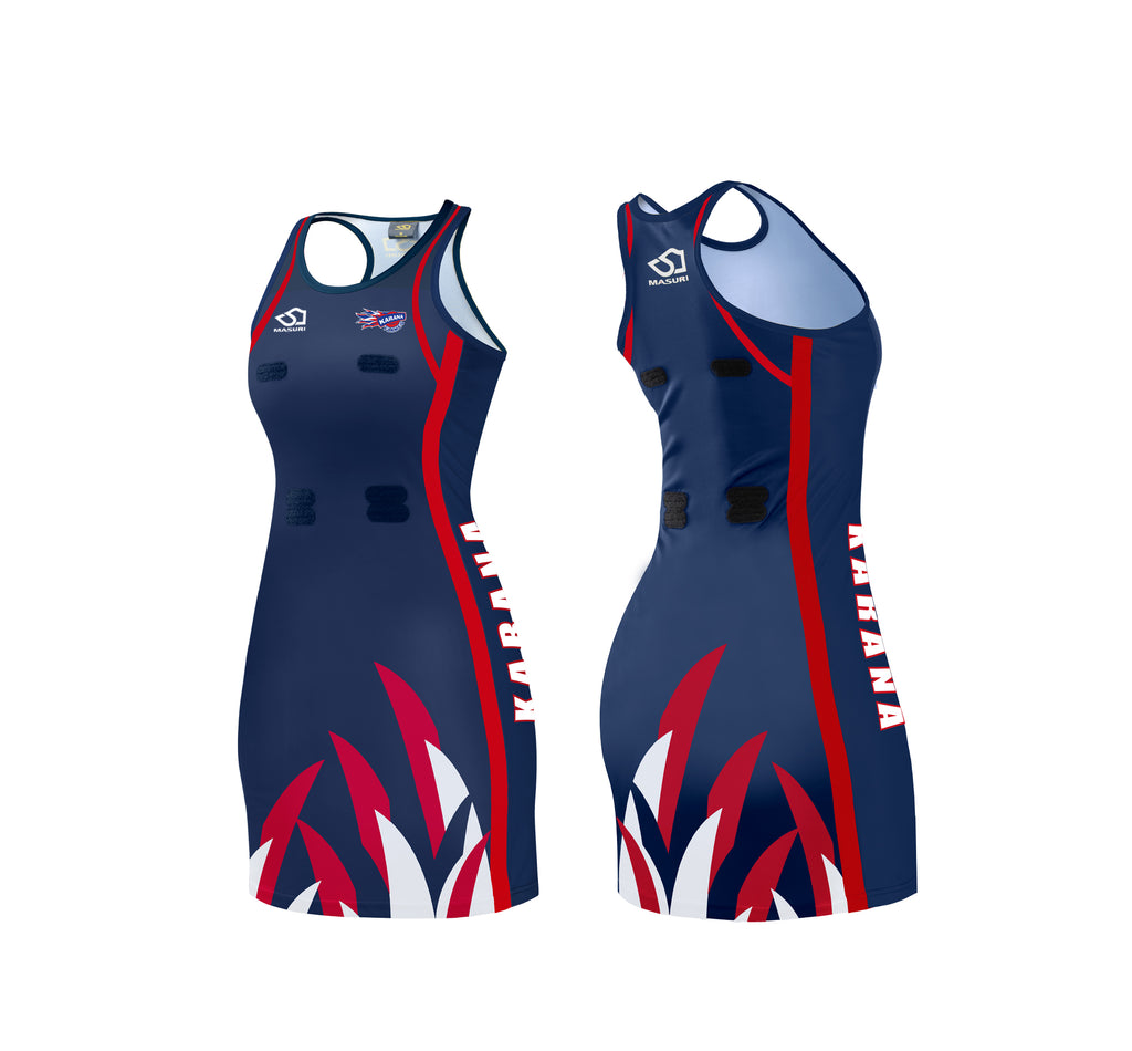KARANA FLAMES NETBALL CLUB SENIOR NETBALL DRESS SHORT DI-09608